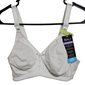 Bali Classic Support Bra 3036 Size 36B Cool Comfort White Adjustable Straps